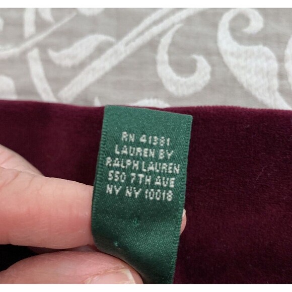 Lauren Ralph Lauren Pant Women L Maroon Red Velvet Pocket Straight Preppy Comfy - Picture 4 of 11